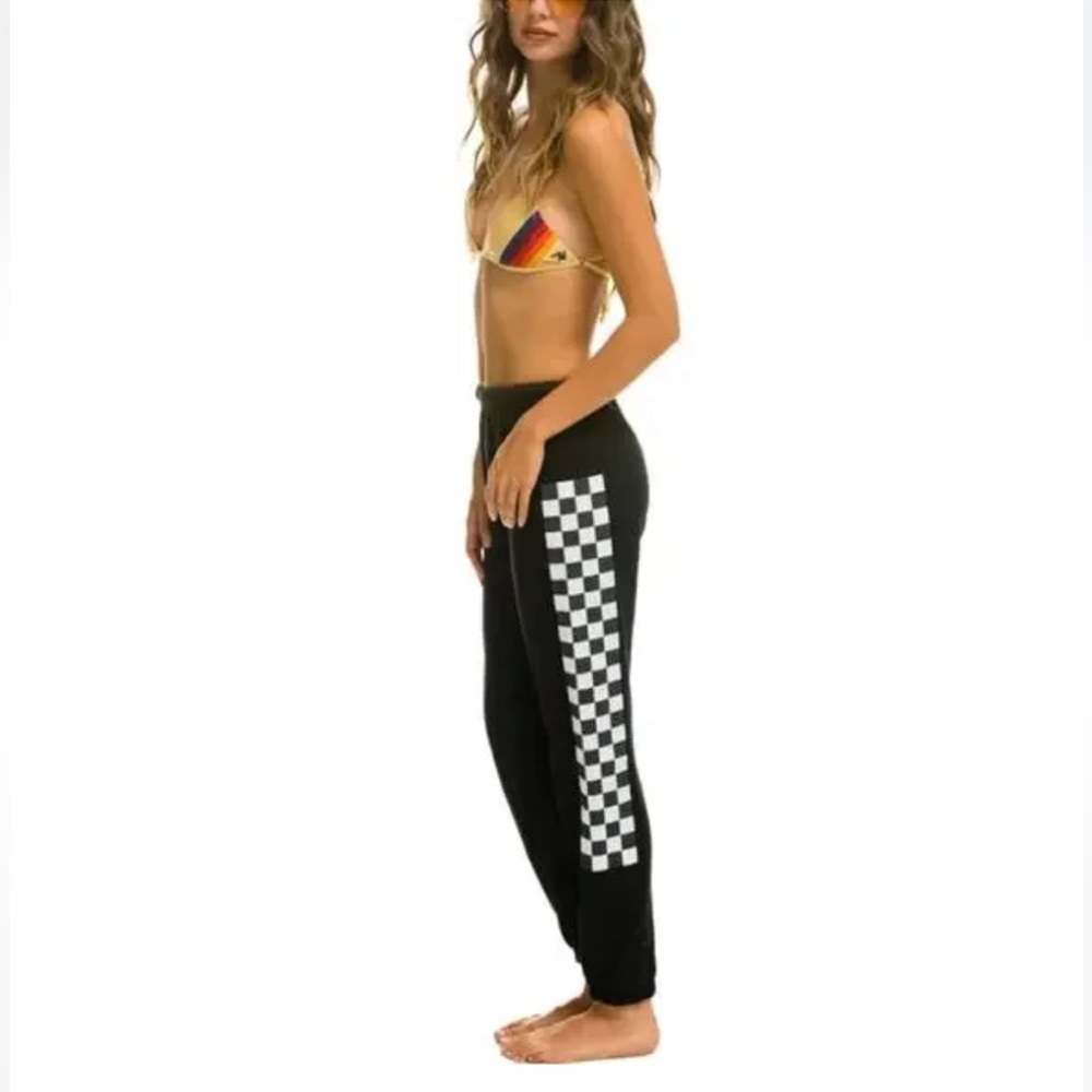 Aviator Nation Black Checkered Sweatpants